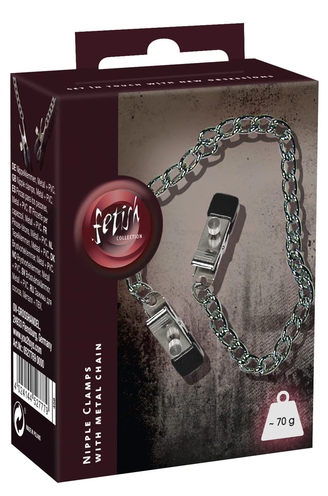 Fetish Collection Krūties grandinėlė + spenelių spaustukai SX