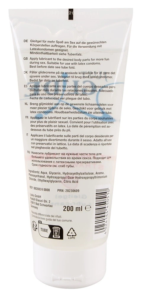 Just Glide Strawberry Braškių kvapo vandens pagrindo lubrikantas, 200 ml