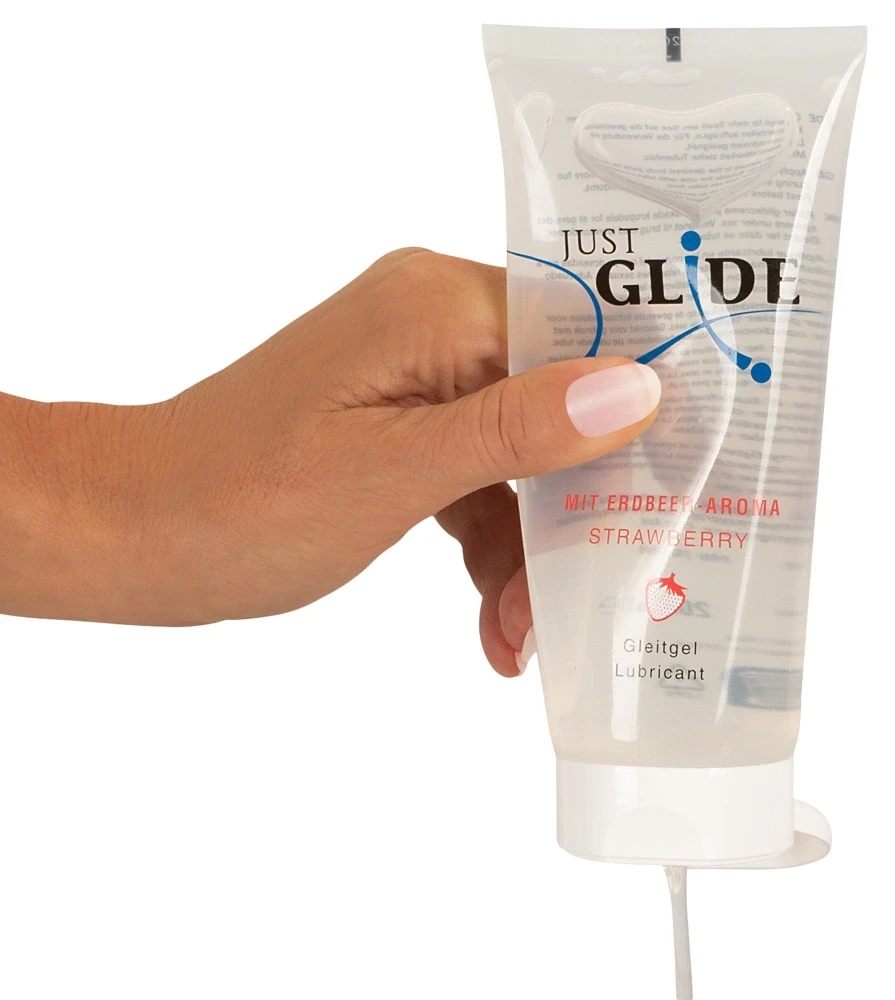 Just Glide Strawberry Braškių kvapo vandens pagrindo lubrikantas, 200 ml