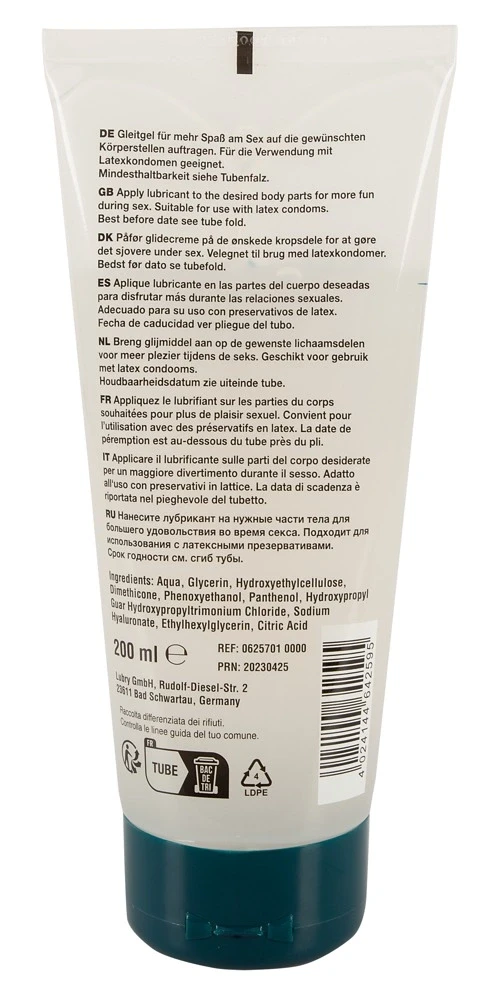 Just Glide Premium Anal Analinis lubrikantas su hialurono rūgštimi ir pantenoliu (200 ml)