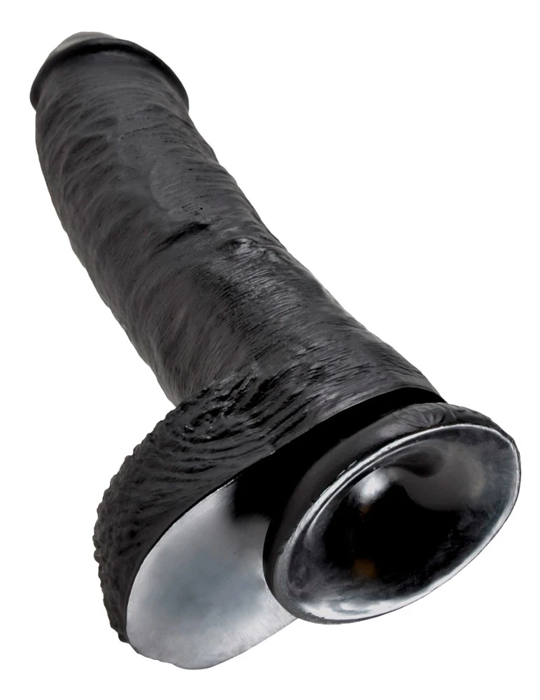 Pipedream King Cock 10 colių dydžio kamuoliukai Juodas