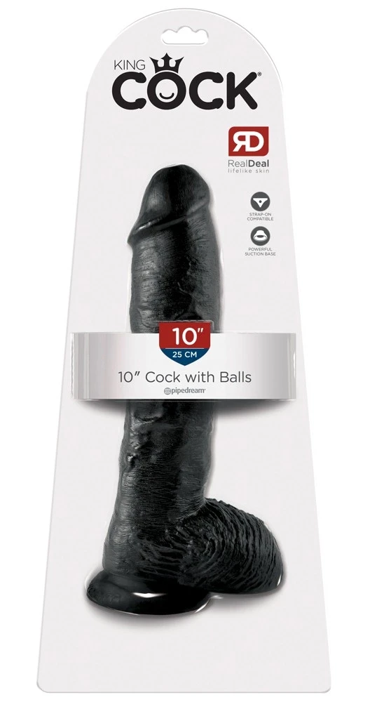 Pipedream King Cock 10 colių dydžio kamuoliukai Juodas