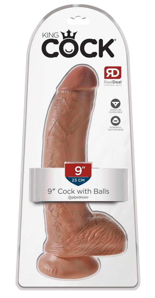 Pipedream King Cock 9 colių rutuliai Tan