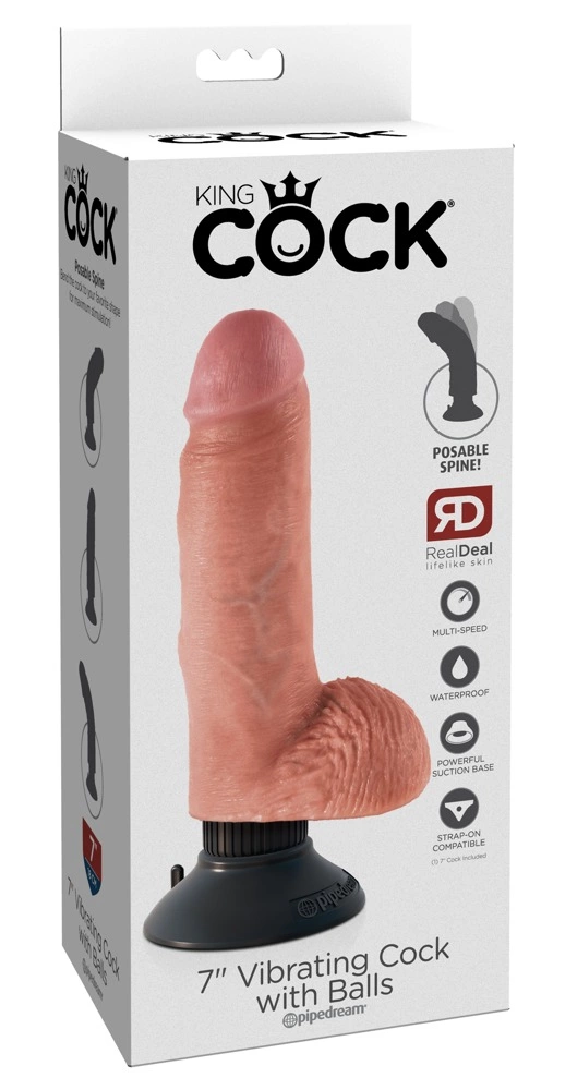 Pipedream „King Cock“ 7 colių vibruojantis masturbatorius su kamuoliukais