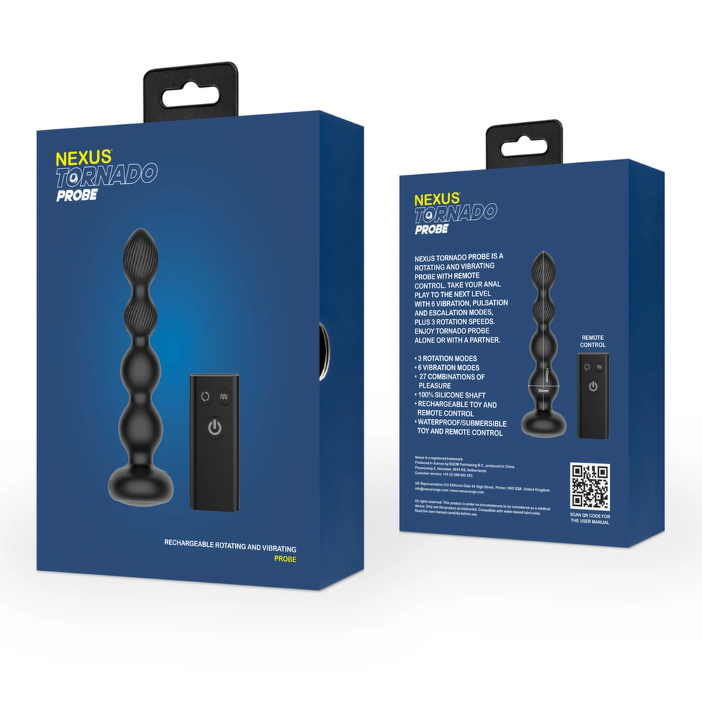 Nexus Tornado Probe besisukantis analinis vibratorius juodas
