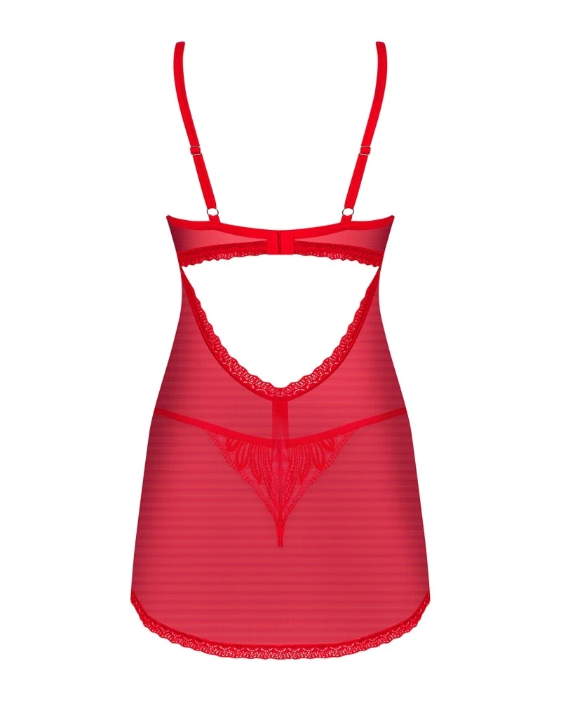 Raudona Obsessive babydoll su atvira nugara