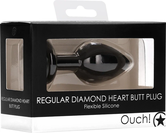 Ouch By Shots Diamond Heart Butt Plug - Įprastas - Juodas