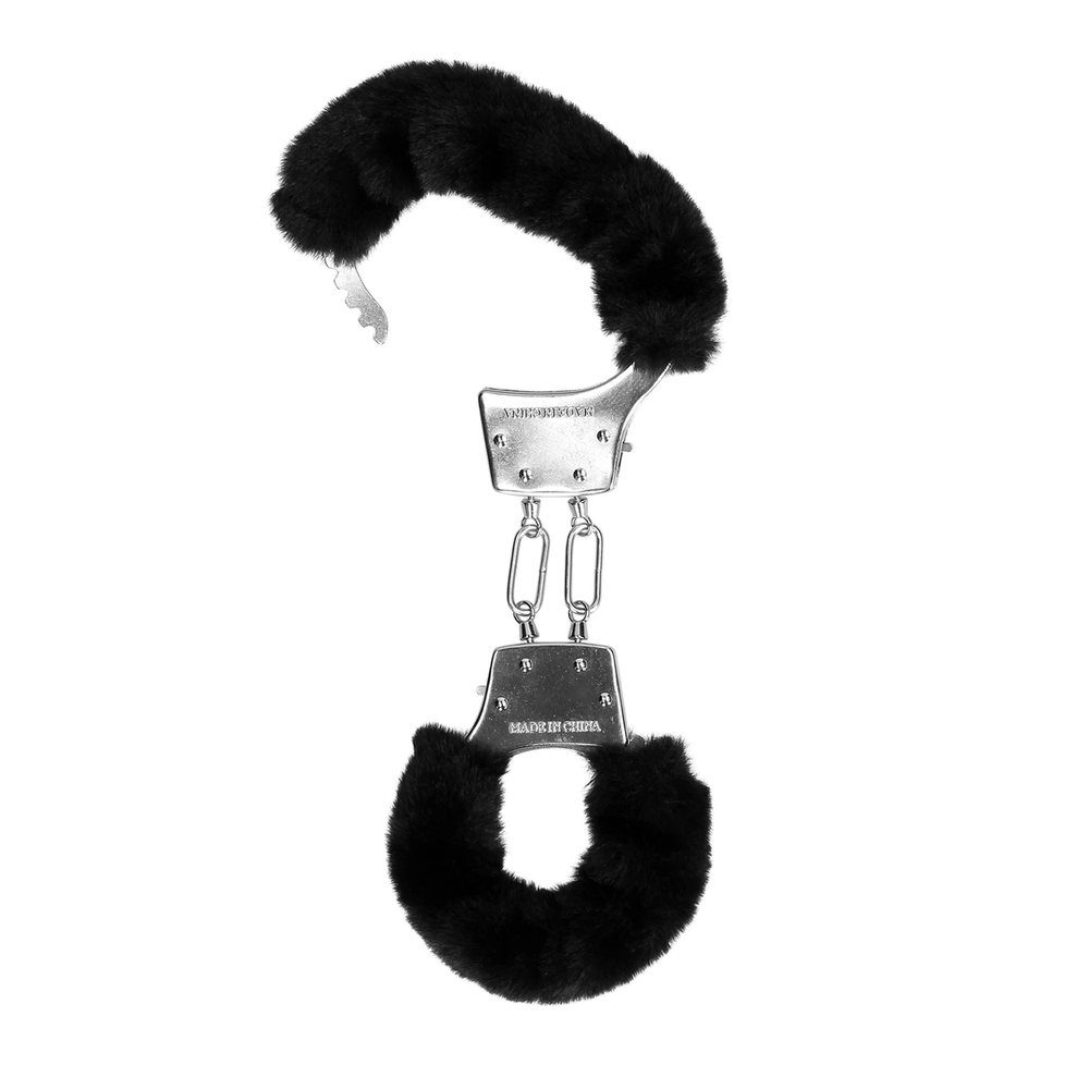 Ouch By Shots Furry Metal Hand Cuffs - Juodas