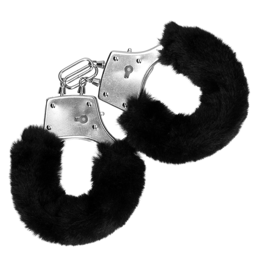 Ouch By Shots Furry Metal Hand Cuffs - Juodas