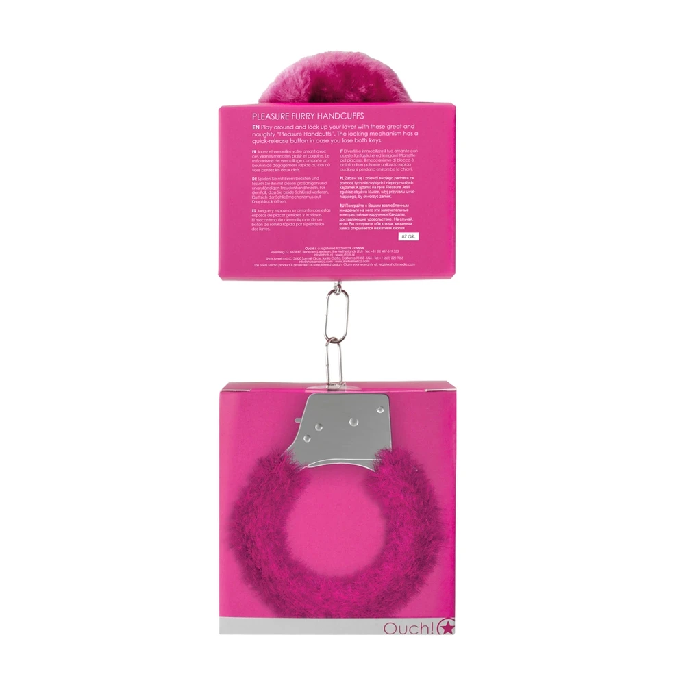 Ouch By Shots Rožinė Pleasure Handcuffs Furry Rožinė