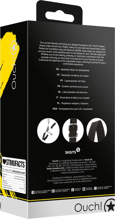 Ouch By Shots Labia Spreader with Clamps - Juodas