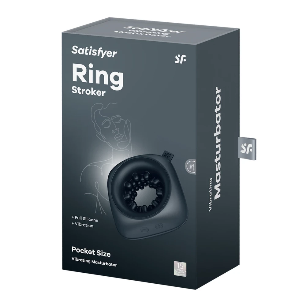 Satisfyer Ring Stroker masturbator su funkcija wibracji Juodas