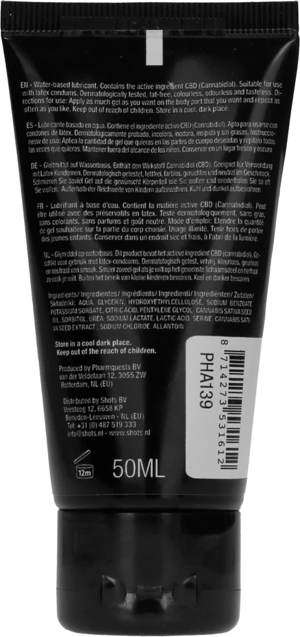 Shots Pharmquests CBD Cannabis vandens pagrindo lubrikantas – 50 ml