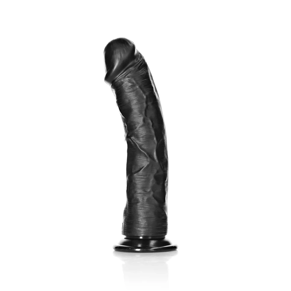 Realrock By Shots Realrock Juoda tikroviškas styguotas dildo siurbtukas 25 cm