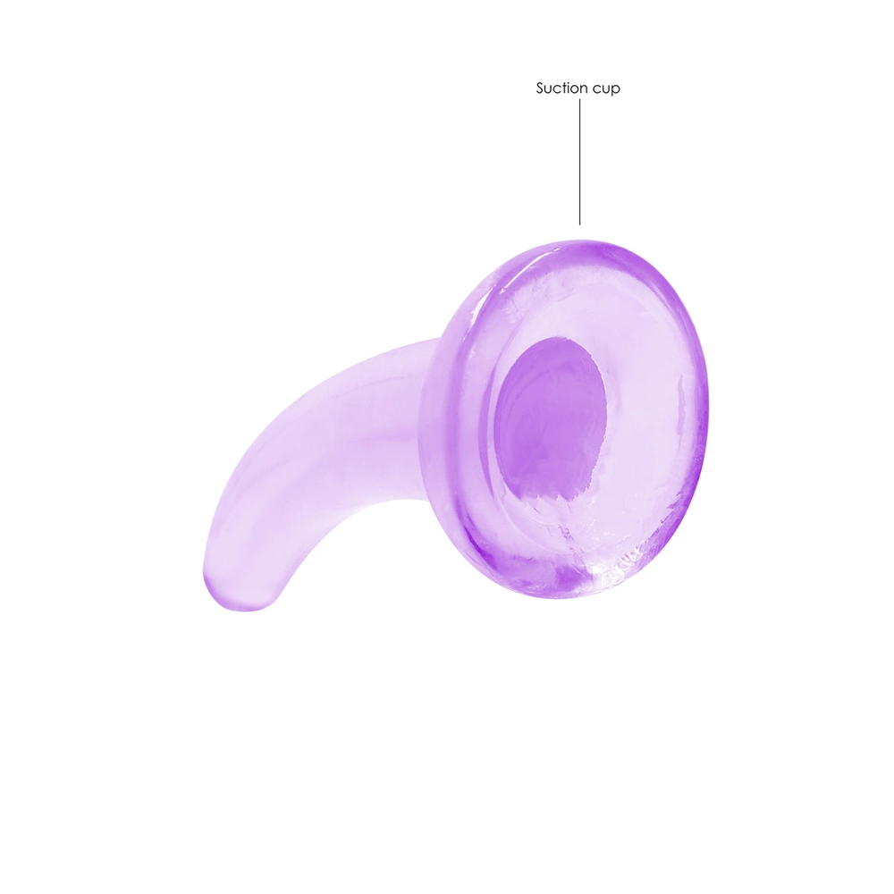 Realrock By Shots Realrock Dildo lenkta violetinė su stipriu siurbtuku 12 cm