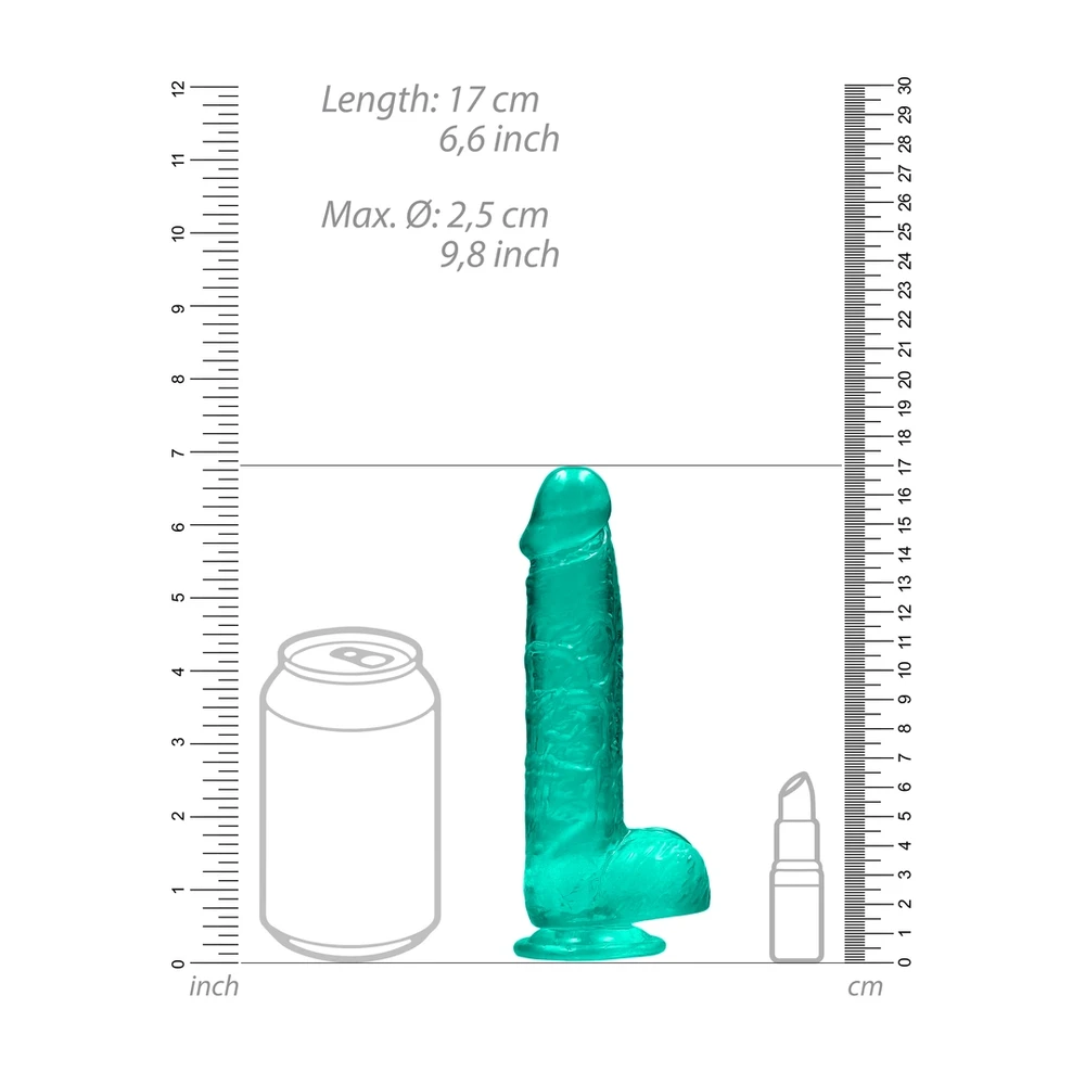 Realrock By Shots 6"""" / 15 cm tikroviškas dildo su kamuoliukais - turkis