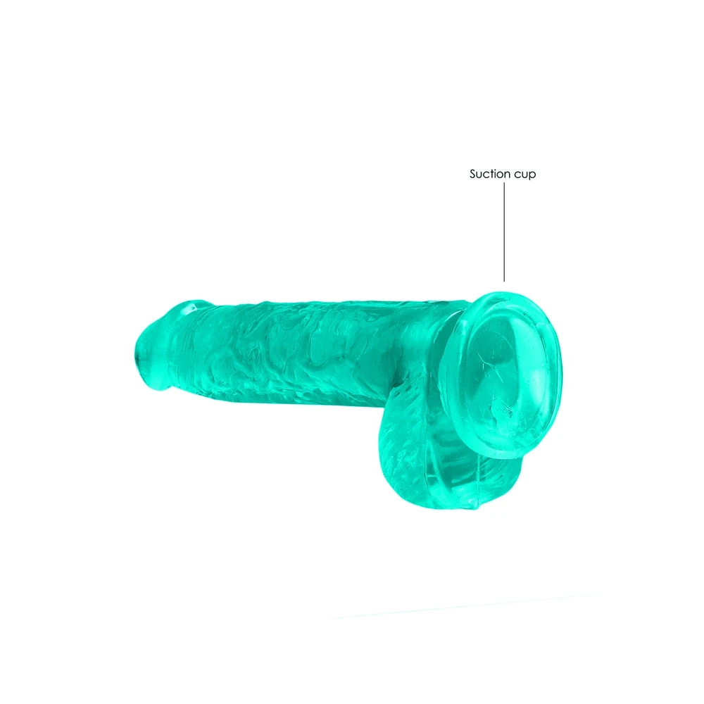 Realrock By Shots 6"""" / 15 cm tikroviškas dildo su kamuoliukais - turkis