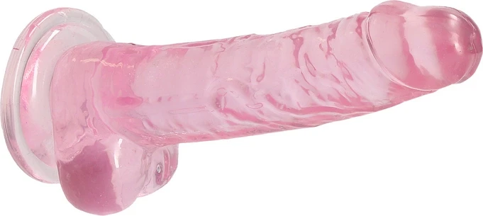 Realrock By Shots Realrock Dildo rožinė su mocną przyssawką rožinė orgazm 19cm