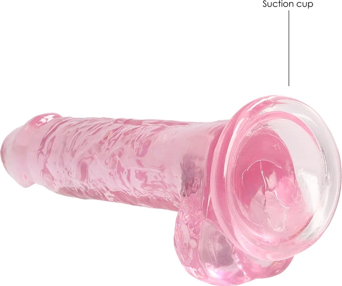 Realrock By Shots Realrock Dildo rožinė su mocną przyssawką rožinė orgazm 19cm