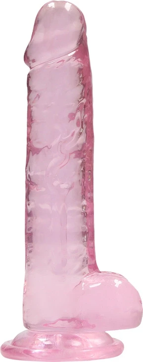 Realrock By Shots Realrock Dildo rožinė su mocną przyssawką rožinė orgazm 19cm