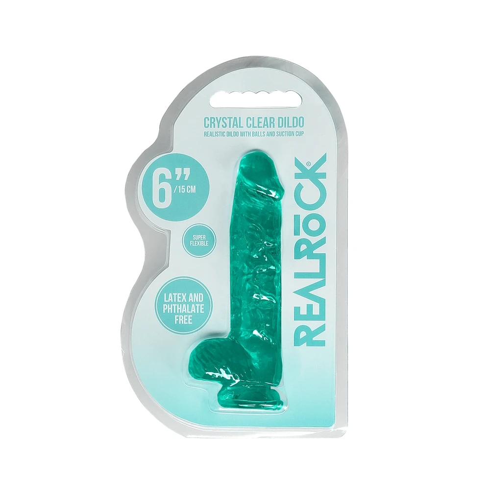 Realrock By Shots 6"""" / 15 cm tikroviškas dildo su kamuoliukais - turkis