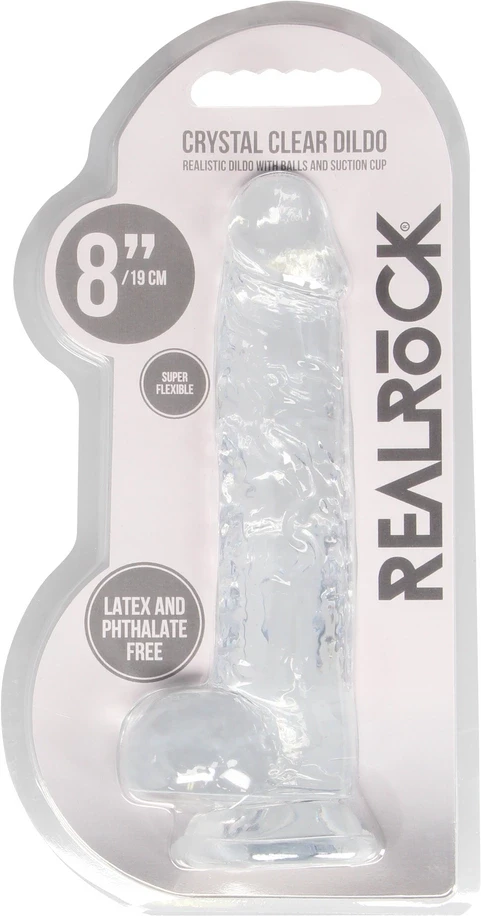 Realrock By Shots Realrock Skaidrus guminis dildo tiesiu kotu, 21 cm