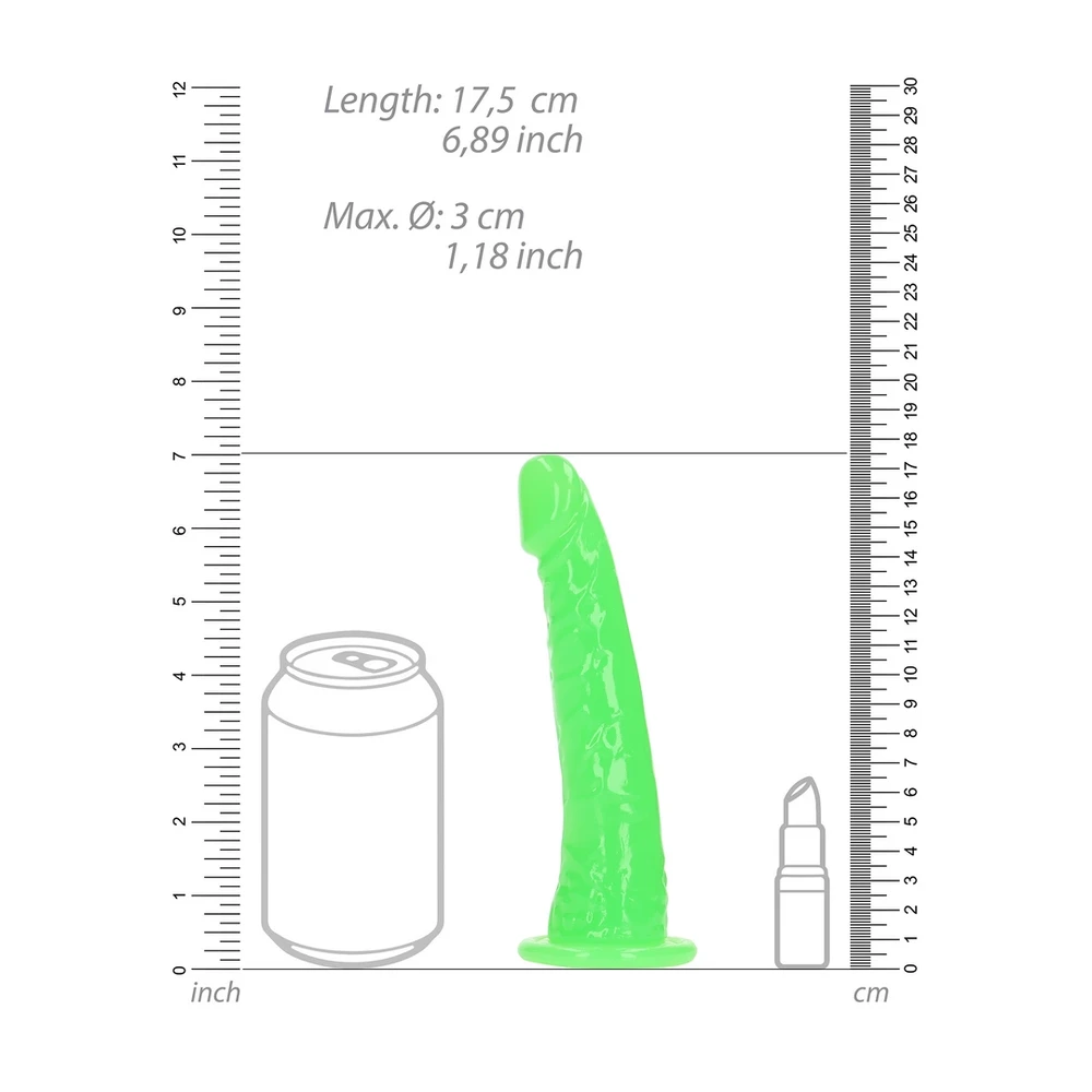 Realrock By Shots Lieknas tikroviškas dildo su siurbimo taurele – švyti tamsoje – 6'' / 15,5 cm