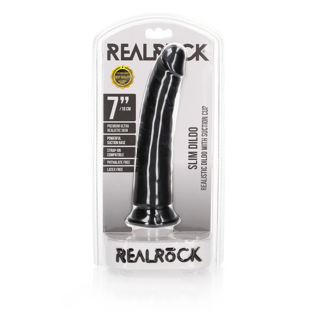 Realrock By Shots Realrock Slim Realistic Dildo su siurbtuku - 7"/ 18 cm