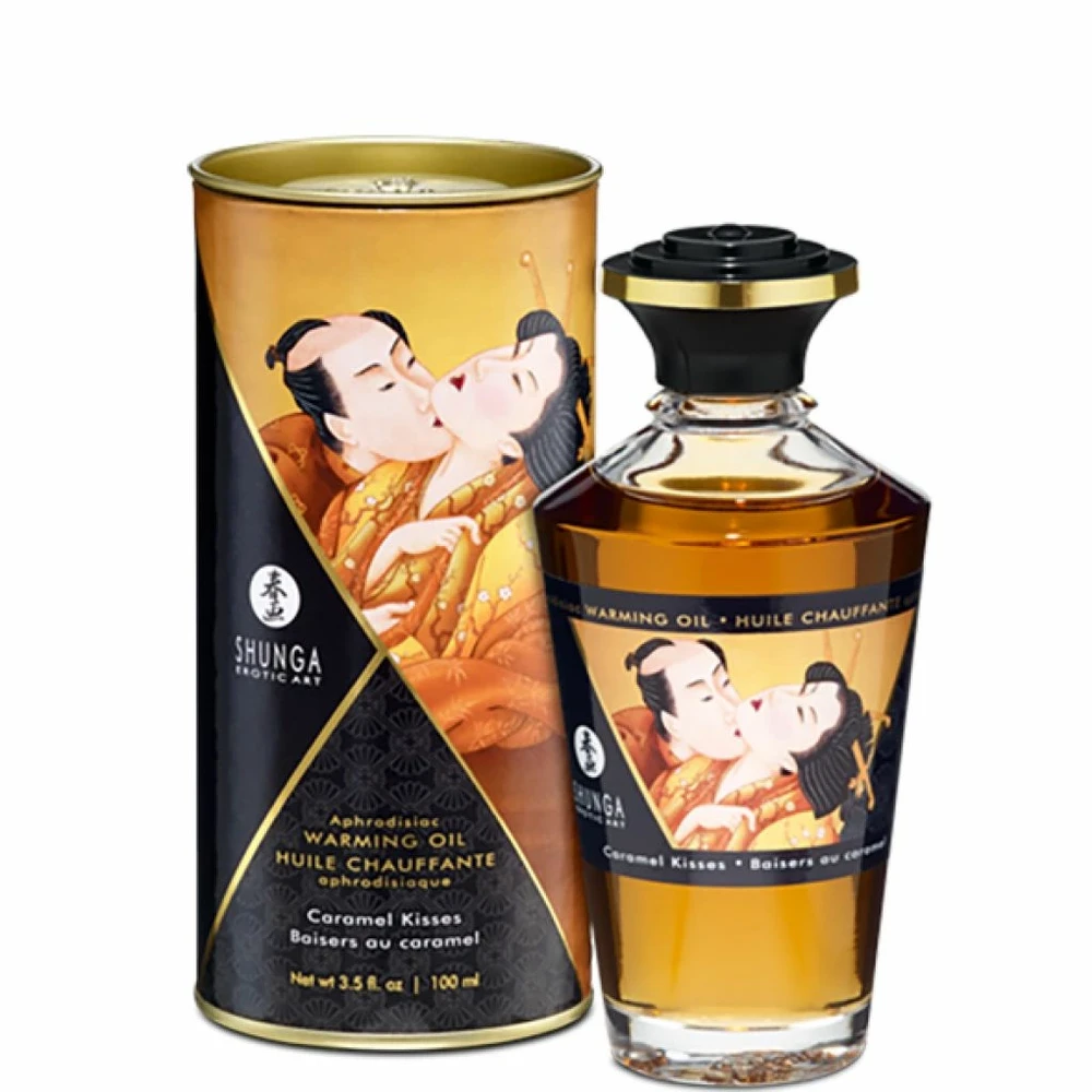 Shunga - Afrodiziako šildantis aliejus „Karamelės bučiniai“ 100 ml