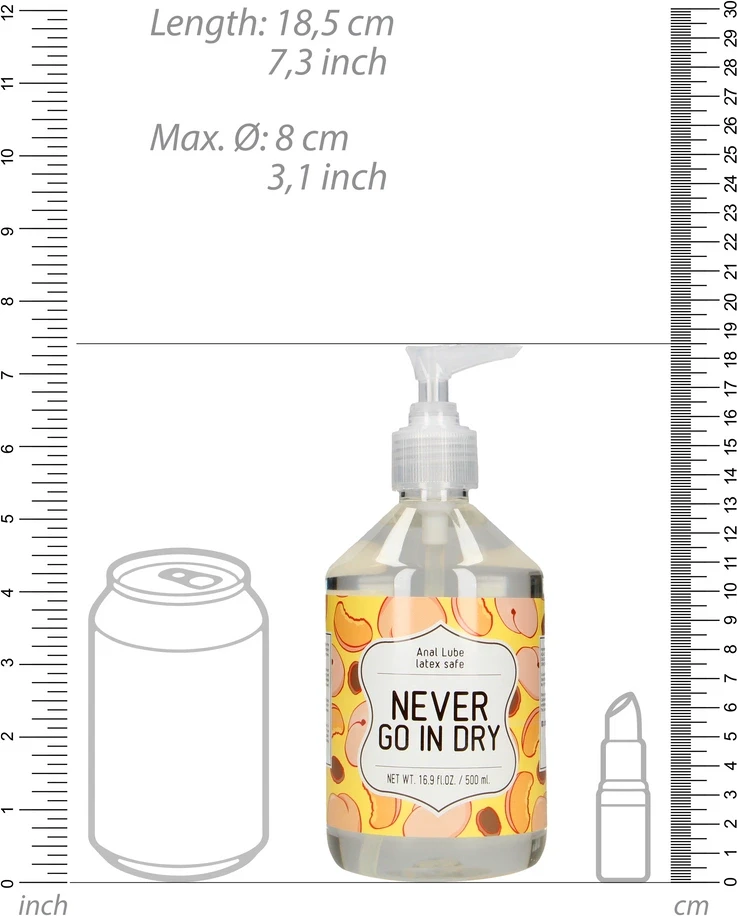 Shots „Never Go In Dry“ – vandens pagrindu pagamintas analinis lubrikantas – 500 ml