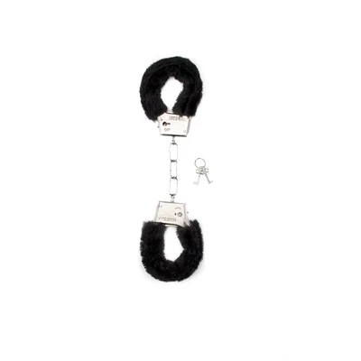 ShotsToys Erotiniai antrankiai su kailiu juoda BDSM sex