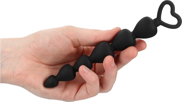 ShotsToys Kamštiniai analiniai karoliukai juoda kištukas 17,5 cm