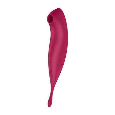 Satisfyer Twirling Pro+ Dark Raudona pulsuojantis vibratorius