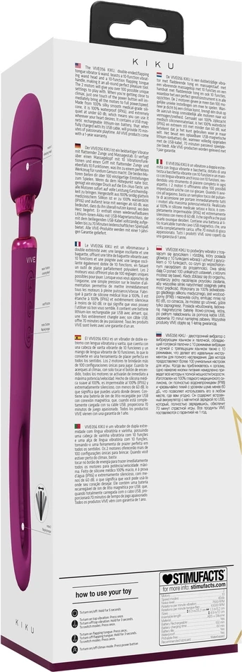 Vive By Shots Rožinė VIVE - Kiku - Įkraunama dvigubo galo lazdelė su naujovišku G taško plakimo stimuliatoriumi - Rožinė