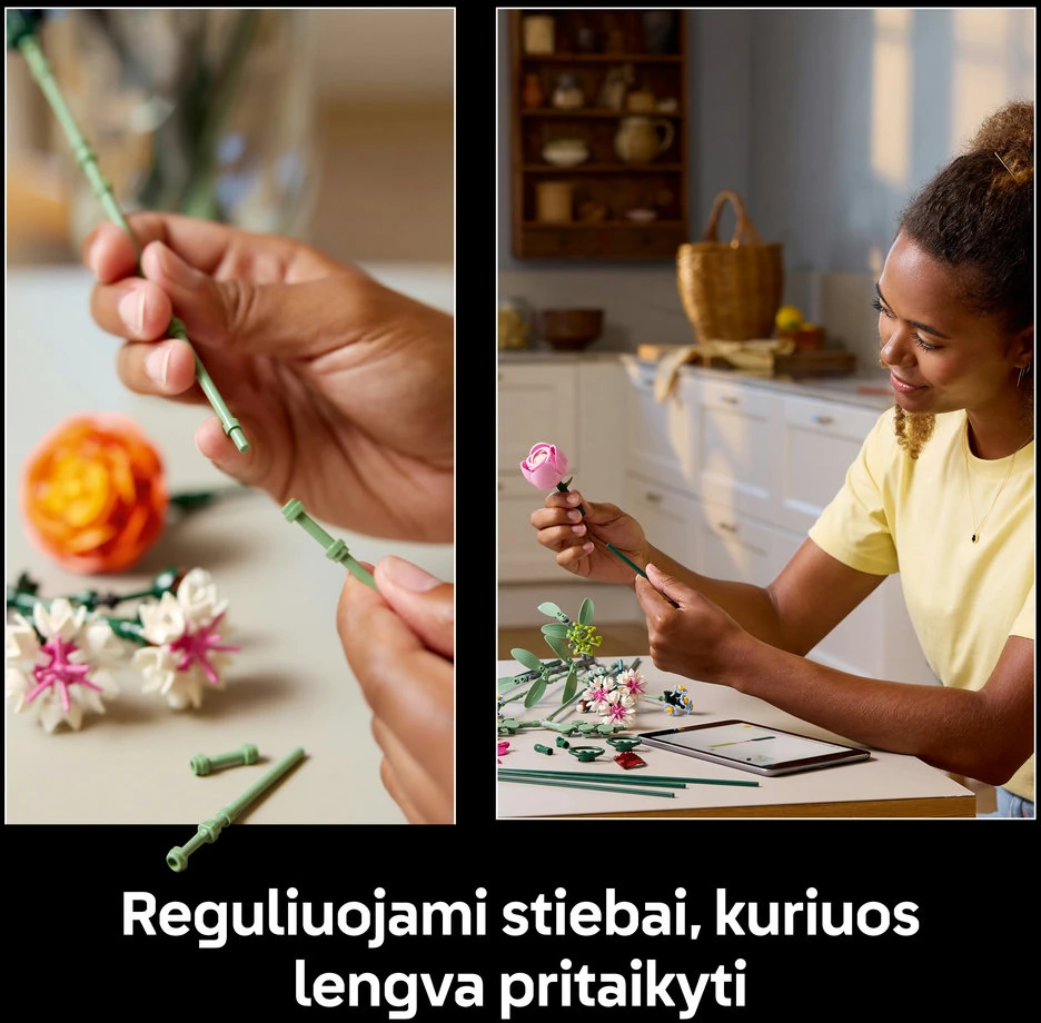LEGO® Botanicals Daili rausvų gėlių puokštė (10342)