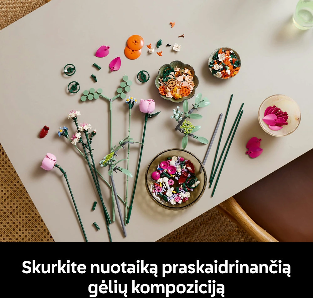 LEGO® Botanicals Daili rausvų gėlių puokštė (10342)