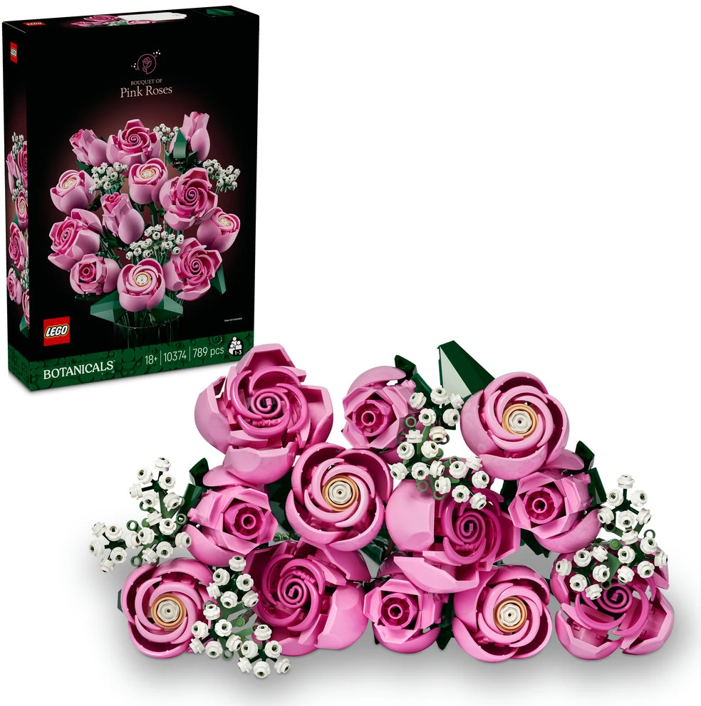 LEGO® Botanicals Rausvų rožių puokštė, dekoracija 10374