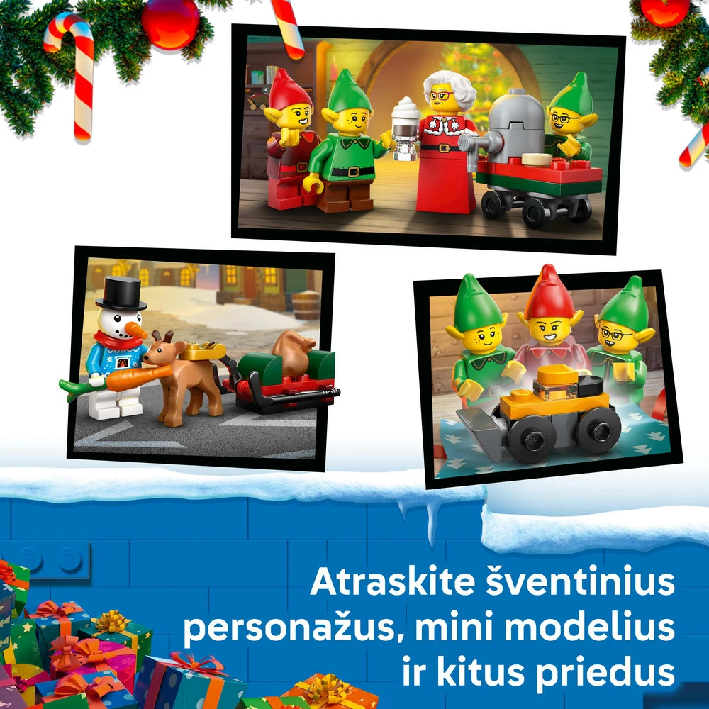„LEGO® City“ 2026 metų advento kalendorius, Kalėdų Senelio dirbtuvė, žaislas, 60510