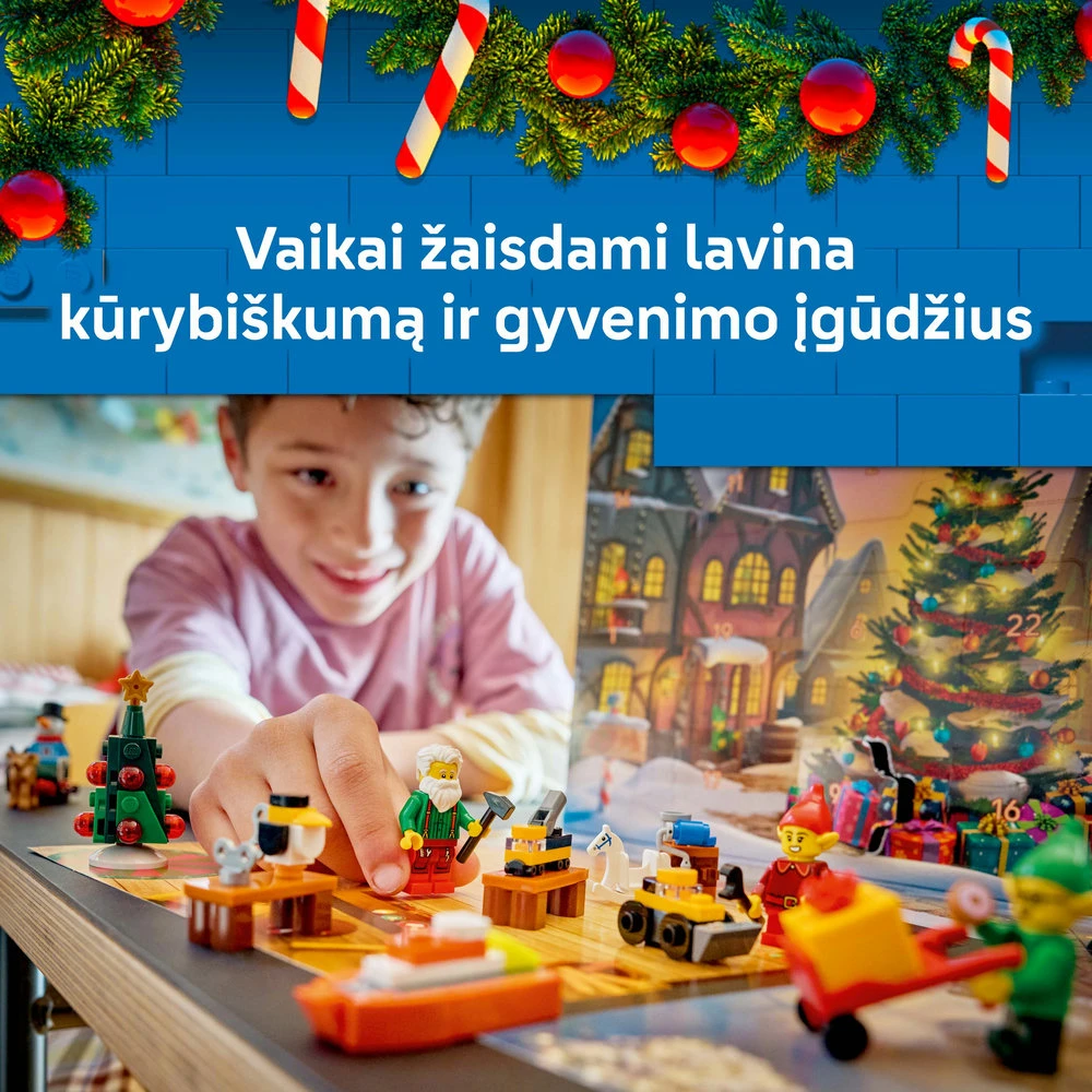 „LEGO® City“ 2026 metų advento kalendorius, Kalėdų Senelio dirbtuvė, žaislas, 60510