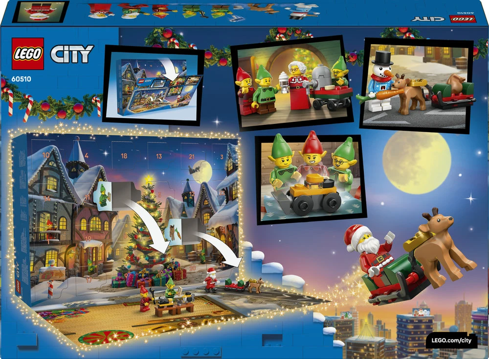 „LEGO® City“ 2026 metų advento kalendorius, Kalėdų Senelio dirbtuvė, žaislas, 60510