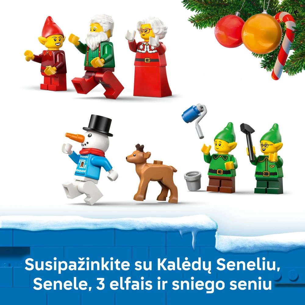 „LEGO® City“ 2026 metų advento kalendorius, Kalėdų Senelio dirbtuvė, žaislas, 60510
