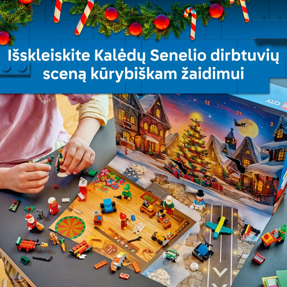 „LEGO® City“ 2026 metų advento kalendorius, Kalėdų Senelio dirbtuvė, žaislas, 60510