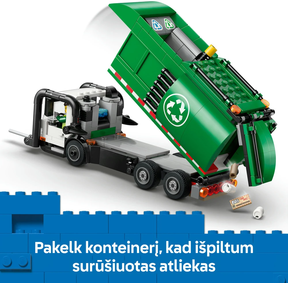 „LEGO® City“ atliekų perdirbimo sunkvežimis, žaislinis sunkvežimis vaikams, 60495