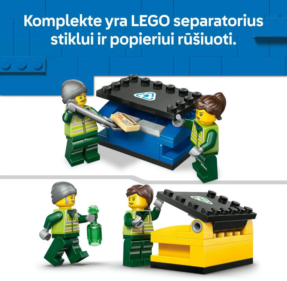 „LEGO® City“ atliekų perdirbimo sunkvežimis, žaislinis sunkvežimis vaikams, 60495
