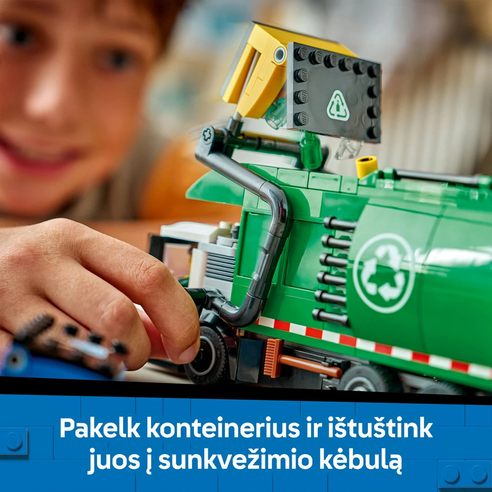 „LEGO® City“ atliekų perdirbimo sunkvežimis, žaislinis sunkvežimis vaikams, 60495
