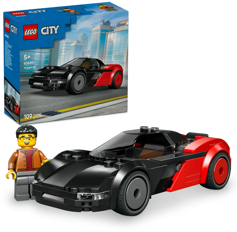 „LEGO® City“ elektrinis superautomobilis, žaislinis konstravimo rinkinys ir minifigūrėlė, 60486