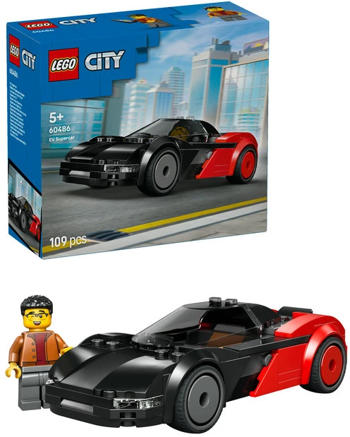 „LEGO® City“ elektrinis superautomobilis, žaislinis konstravimo rinkinys ir minifigūrėlė, 60486