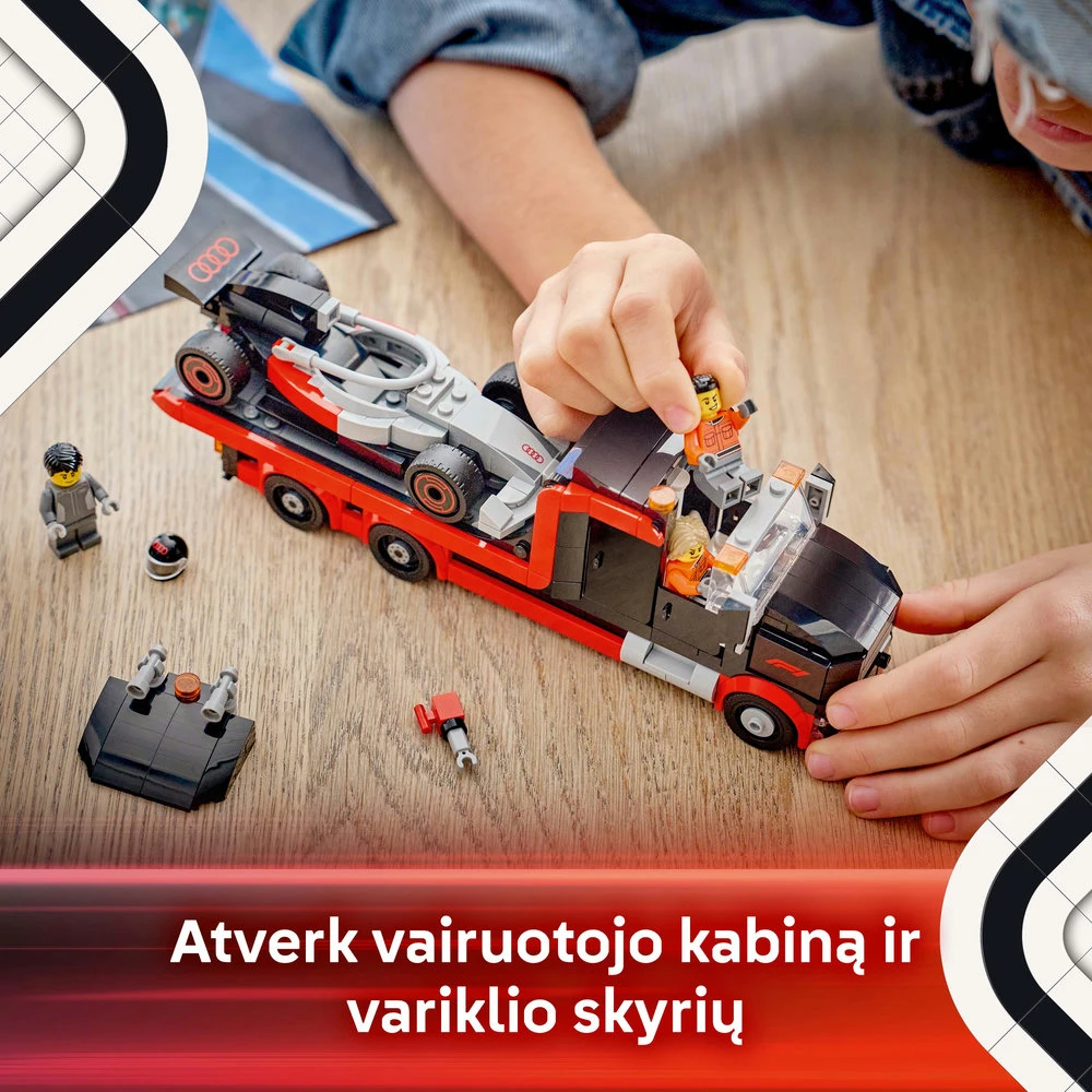 „LEGO® City“ F1® parodomasis sunkvežimis su „Audi“ F1® bolidu, žaislas, 60493