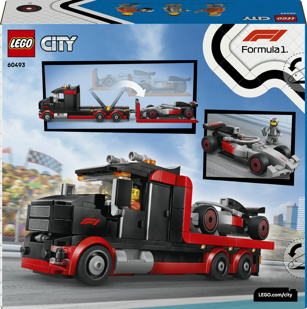 „LEGO® City“ F1® parodomasis sunkvežimis su „Audi“ F1® bolidu, žaislas, 60493