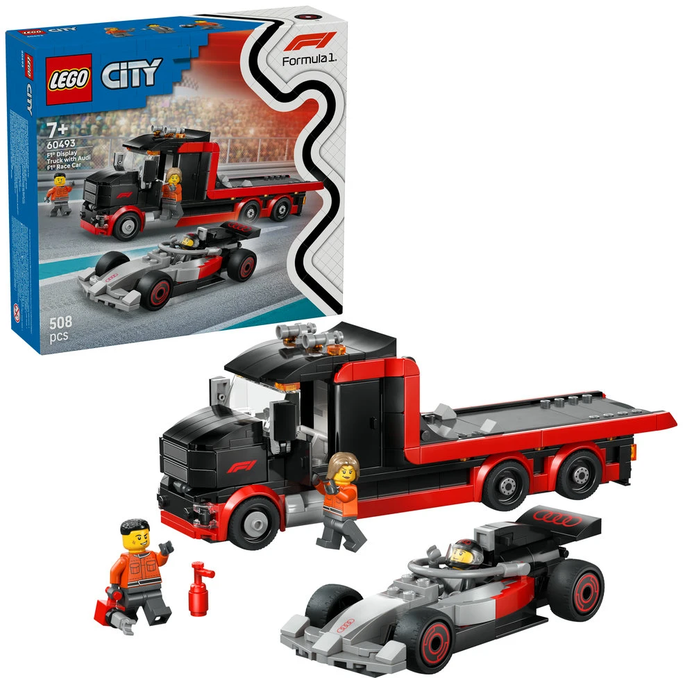 „LEGO® City“ F1® parodomasis sunkvežimis su „Audi“ F1® bolidu, žaislas, 60493